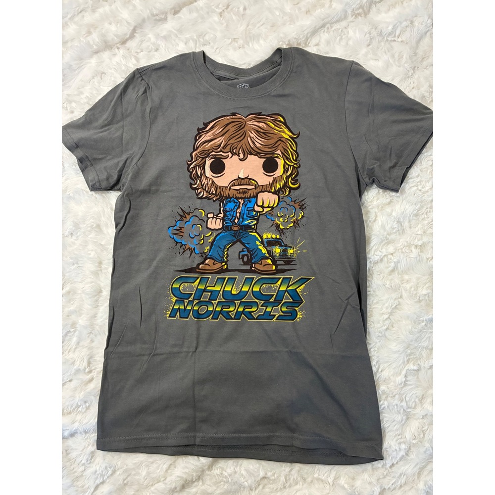 Funko Pop Tees Chuck Norris Graphic T-Shirt Gray Mens Small‎ Cotton Crewneck